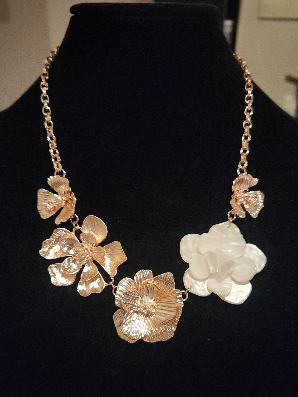 NY & Company Rose Gold Floral Statement Necklace